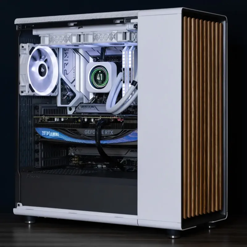 White themed build for a custom high end workstation and gaming pc in a Fractal Design North casing